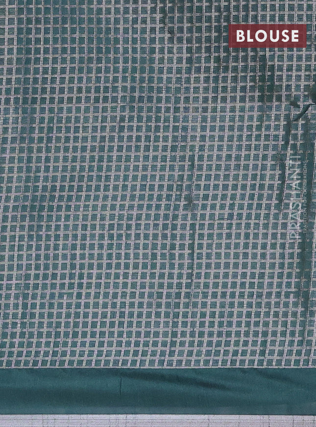 Banarasi matka tissue saree bottle green with allover zari woven brocade weaves and leaf design silver zari woven border