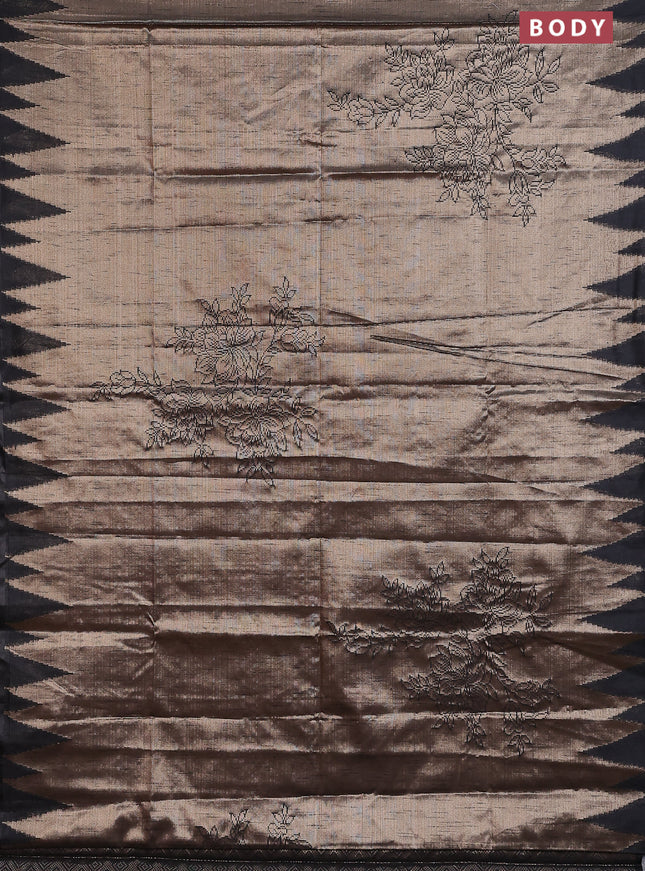 Banarasi matka tissue saree black with allover zari woven brocade weaves and temple design border