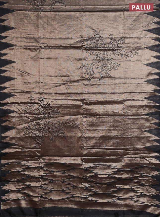 Banarasi matka tissue saree black with allover zari woven brocade weaves and temple design border