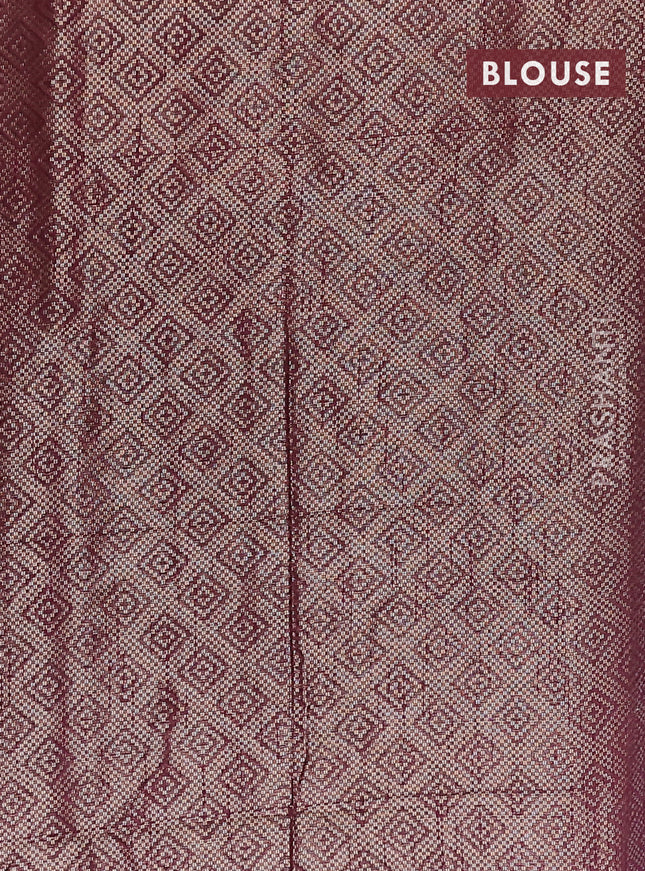 Banarasi matka tissue saree wine shade with allover zari woven brocade weaves and temple design border