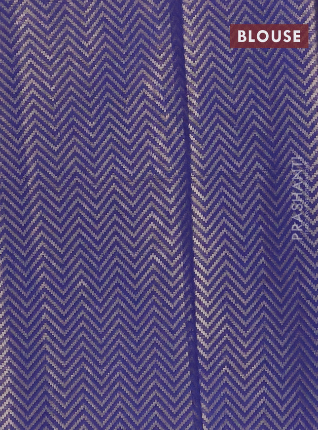 Banarasi matka tissue saree blue with thread woven buttas and temple design zari woven border