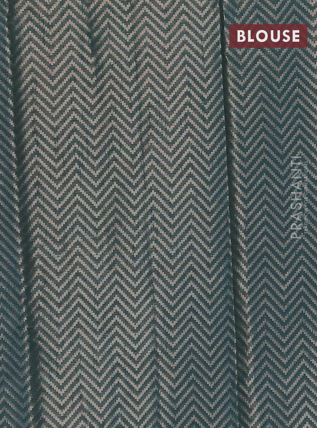 Banarasi matka tissue saree dark green with thread woven buttas and temple design zari woven border