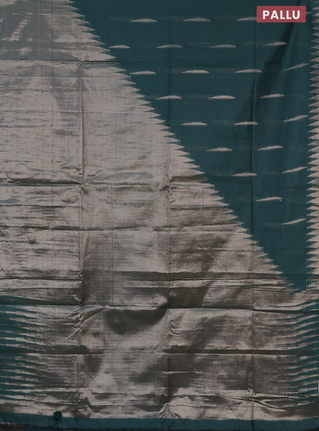 Banarasi matka tissue saree dark green with thread & zari woven buttas and long temple design zari woven border