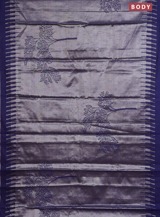 Banarasi matka tissue saree blue with woven buttas and temple design border