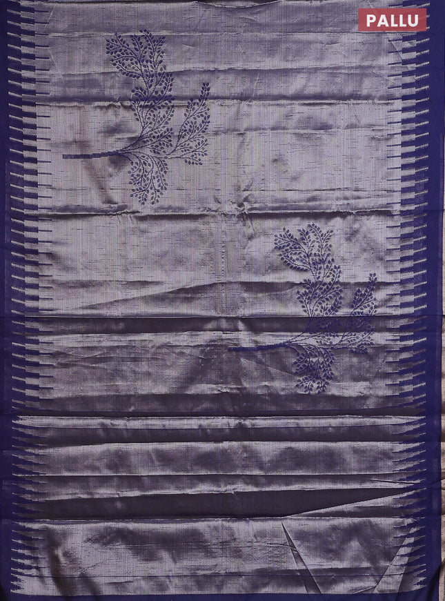 Banarasi matka tissue saree blue with woven buttas and temple design border