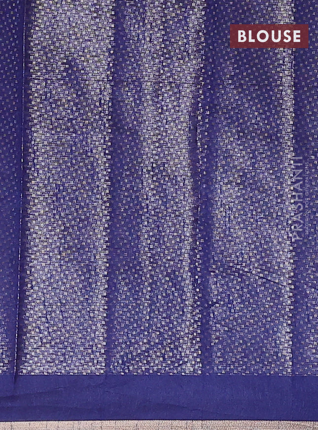 Banarasi matka tissue saree blue with woven buttas and temple design border