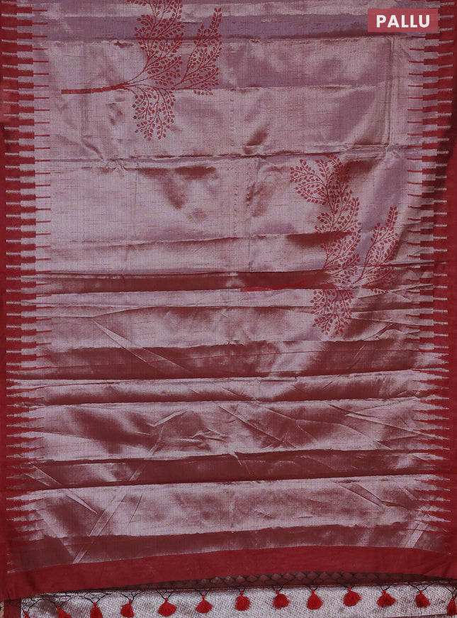 Banarasi matka tissue saree maroon with woven buttas and temple design border