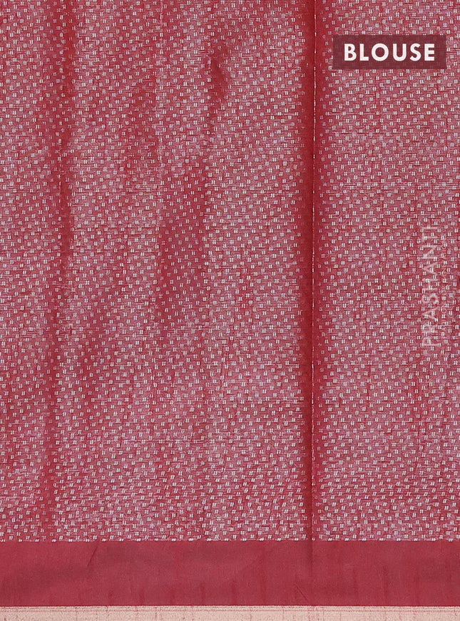 Banarasi matka tissue saree maroon with woven buttas and temple design border