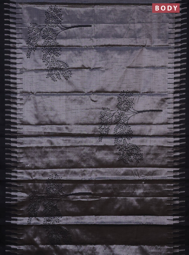 Banarasi matka tissue saree black with woven buttas and temple design border