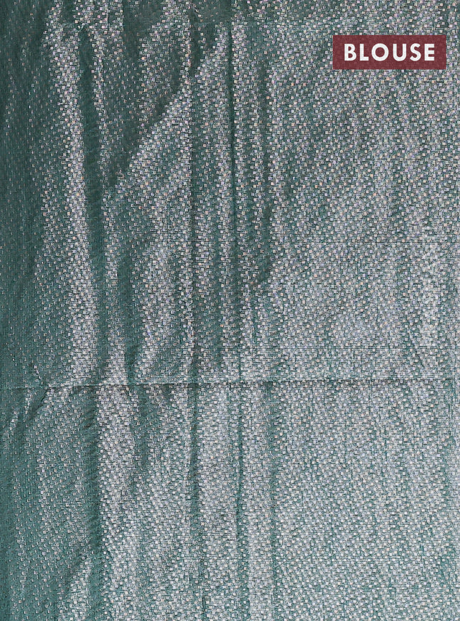 Banarasi matka tissue saree bottle green with woven buttas and temple design border