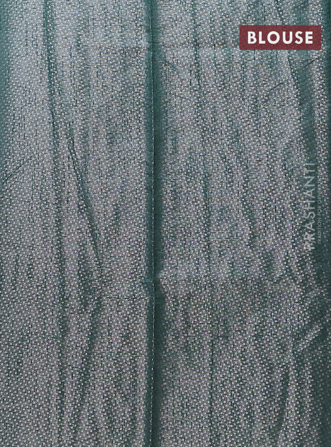 Banarasi matka tissue saree bottle green with woven buttas and temple design border