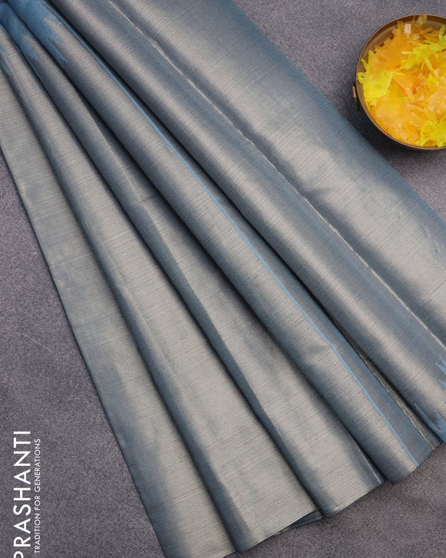 Banarasi matka tissue saree pastel blue with allover zari woven buttas and temple design long zari woven border