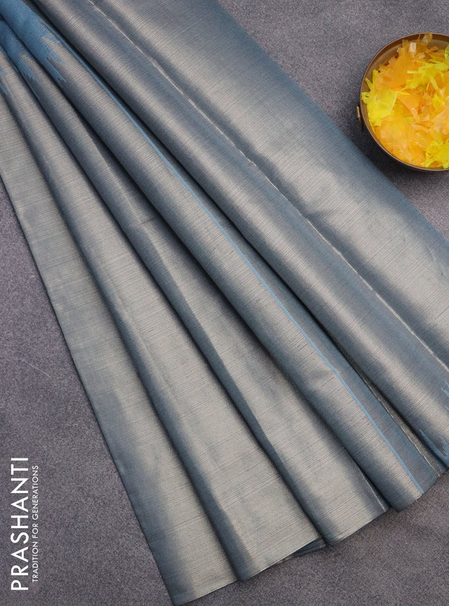 Banarasi matka tissue saree pastel blue with allover zari woven buttas and temple design long zari woven border