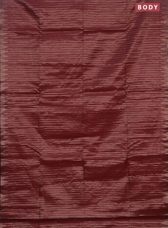 Banarasi matka tissue saree maroon with allover zari weaves and temple deisgn zari woven border