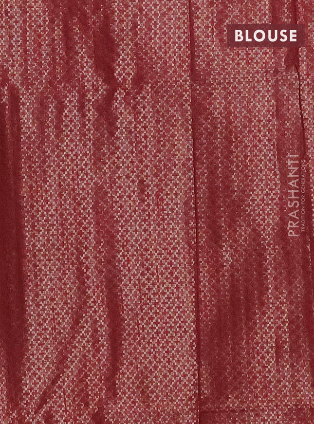 Banarasi matka tissue saree maroon with allover zari weaves and temple deisgn zari woven border