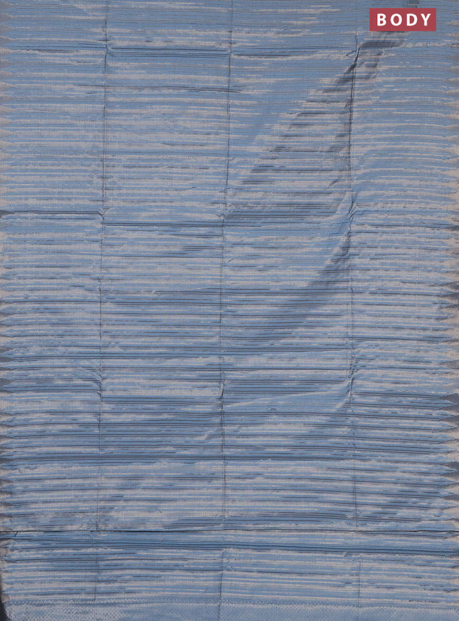 Banarasi matka tissue saree pastel blue with allover zari weaves and temple deisgn zari woven border