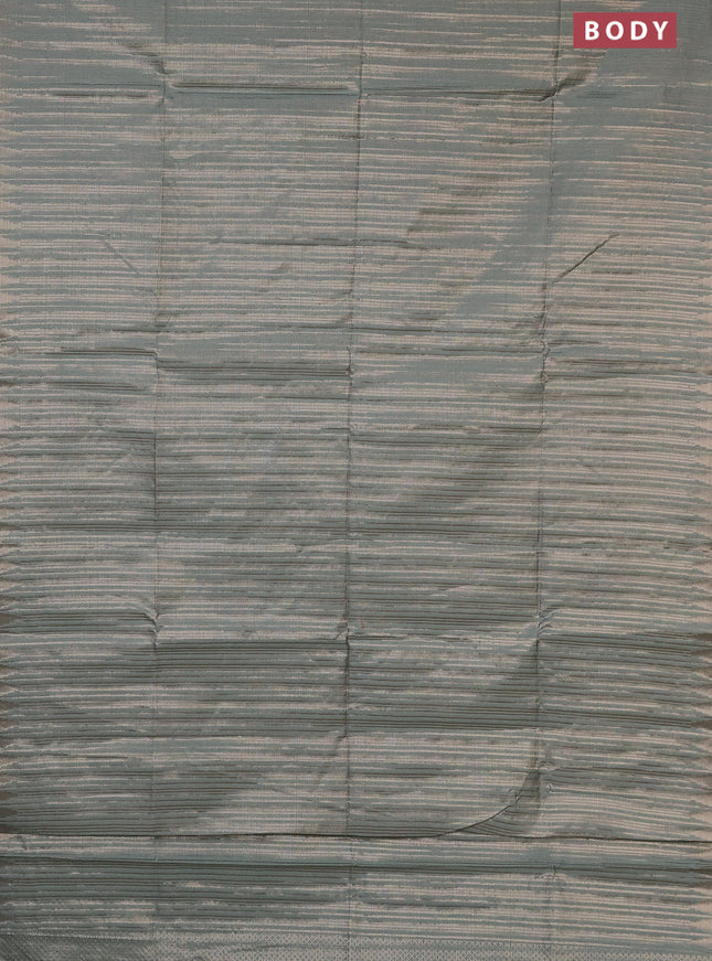 Banarasi matka tissue saree pastel green with allover zari weaves and temple deisgn zari woven border