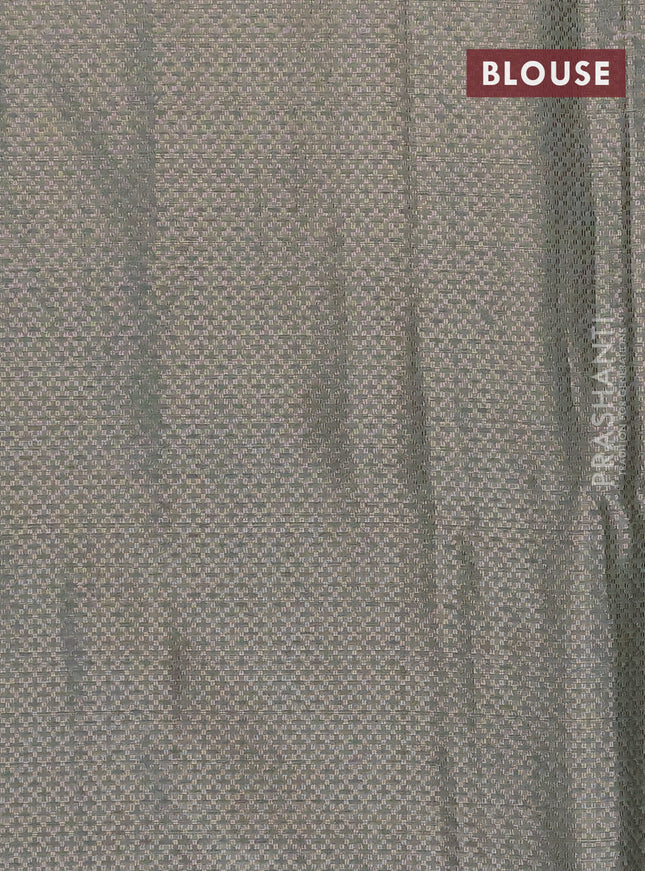 Banarasi matka tissue saree pastel green with allover zari weaves and temple deisgn zari woven border