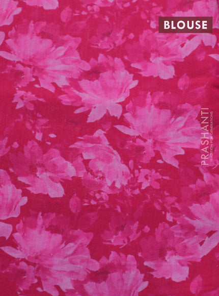 Banarasi silk saree magenta pink with allover zari woven brocade weaves and floral digital printed border