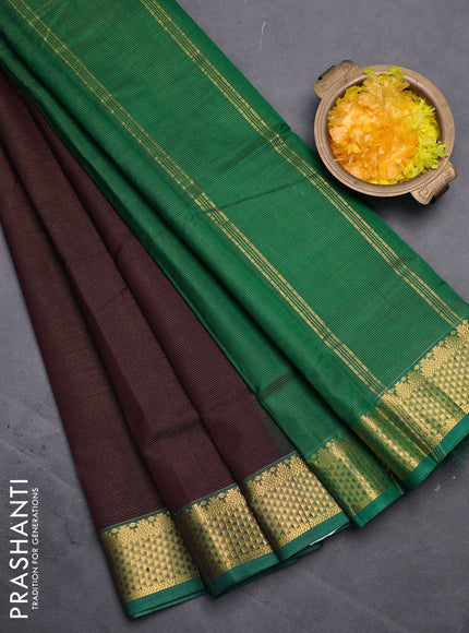 Silk cotton saree deep wine shade and green with allover vairaosi pattern and zari woven border