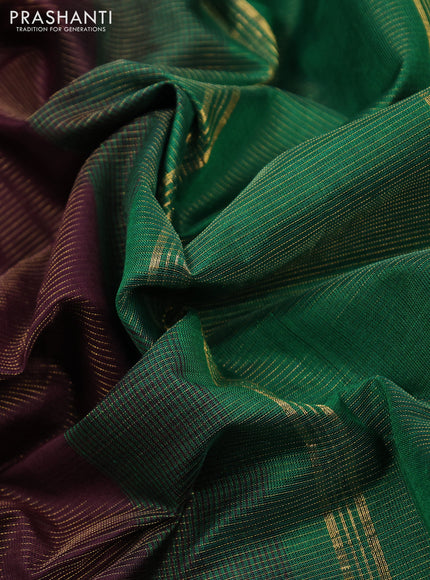 Silk cotton saree deep wine shade and green with allover vairaosi pattern and zari woven border