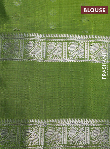 Pure soft silk saree purple and light green with allover zari woven buttas and rettapet zari woven border