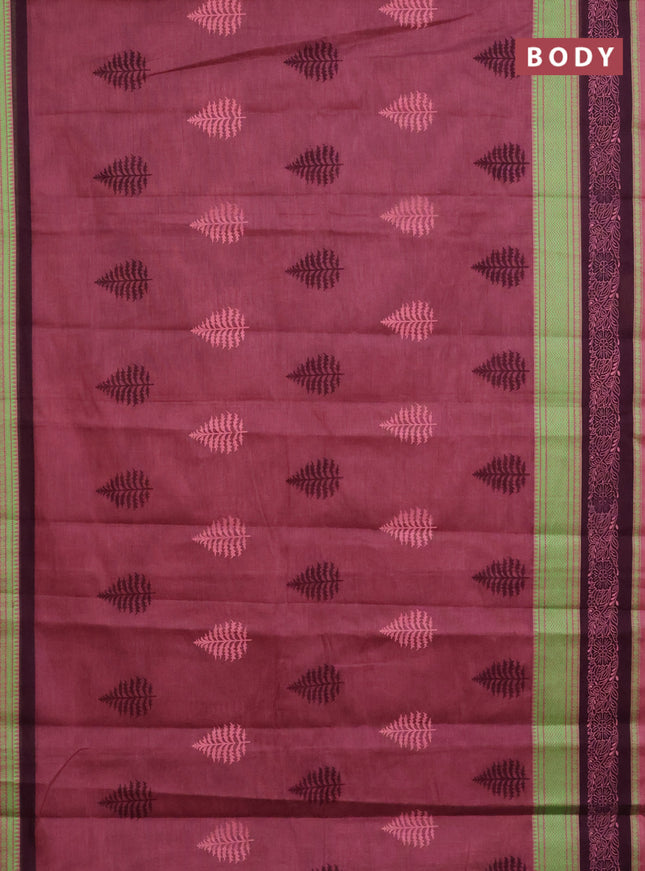 Chirala cotton saree pink shade and deep maroon with butta prints and thread woven printed border