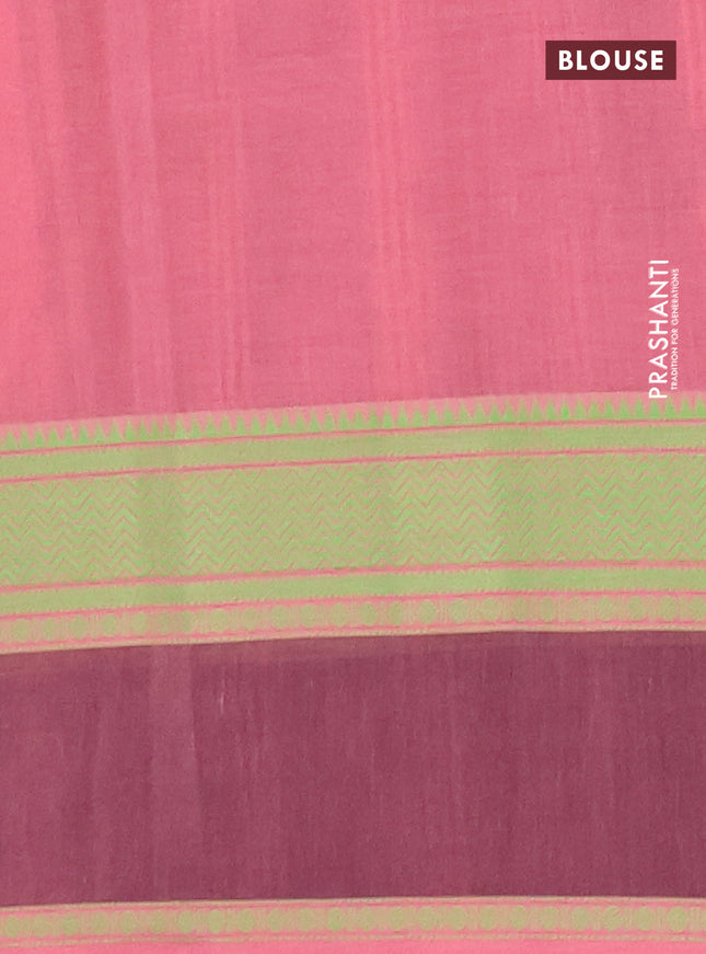 Chirala cotton saree pink shade and deep maroon with butta prints and thread woven printed border