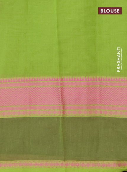 Chirala cotton saree green and coffee brown with butta prints and thread woven printed border