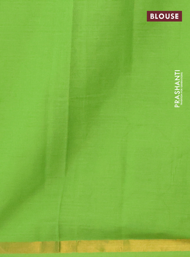 Chirala cotton saree light green with allover prints and printed zari border