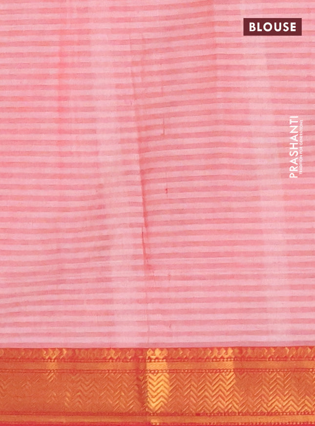 Chirala cotton saree off white and red with allover warli prints and zari woven border