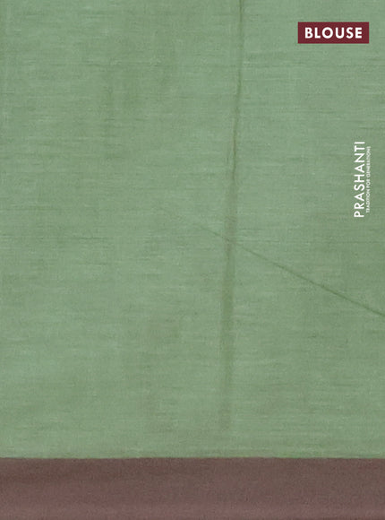 Chirala cotton saree light green and grey with allover prints and printed border