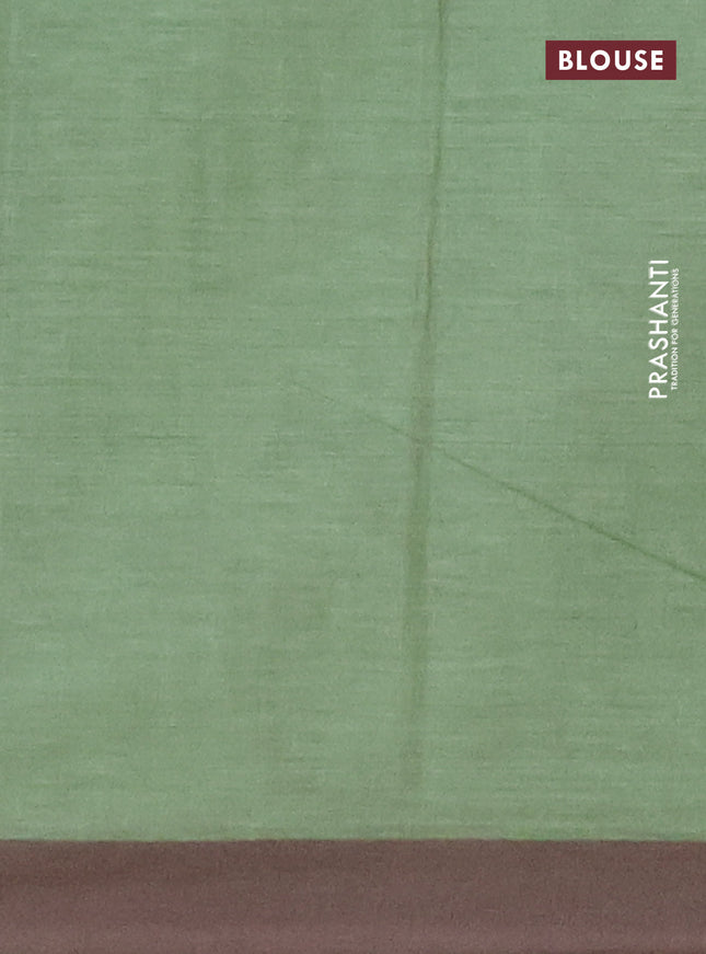 Chirala cotton saree light green and grey with allover prints and printed border