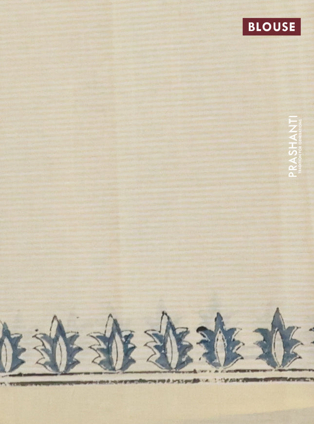 Chirala cotton saree cream and blue shade with butta prints and printed border