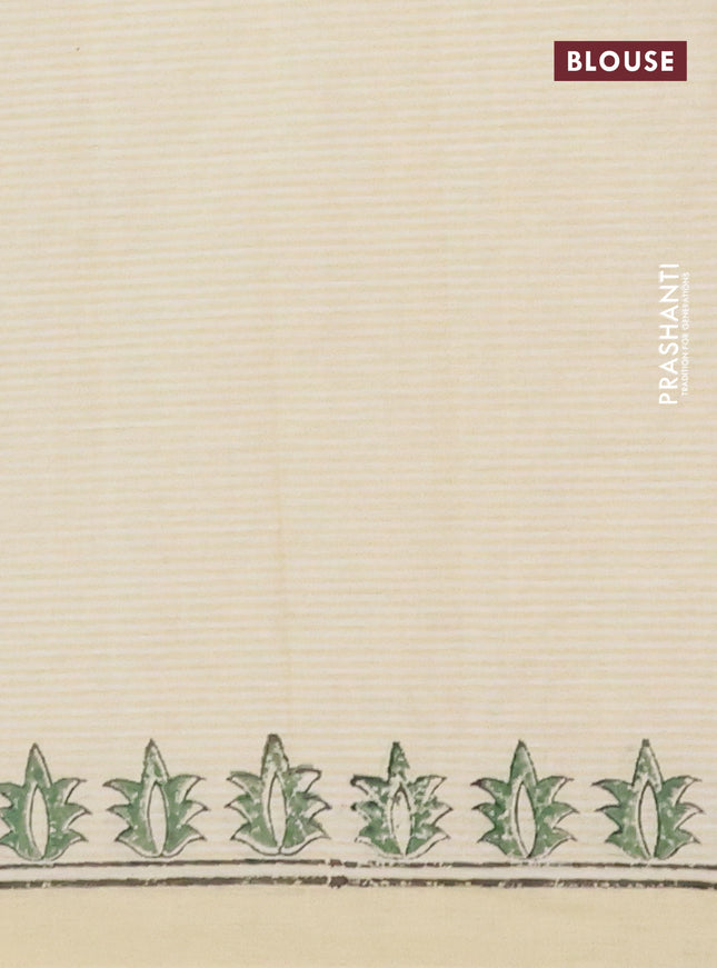 Chirala cotton saree cream and green shade with butta prints and printed border