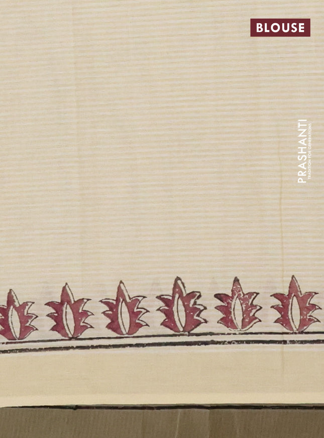 Chirala cotton saree cream and wine shade with butta prints and printed border