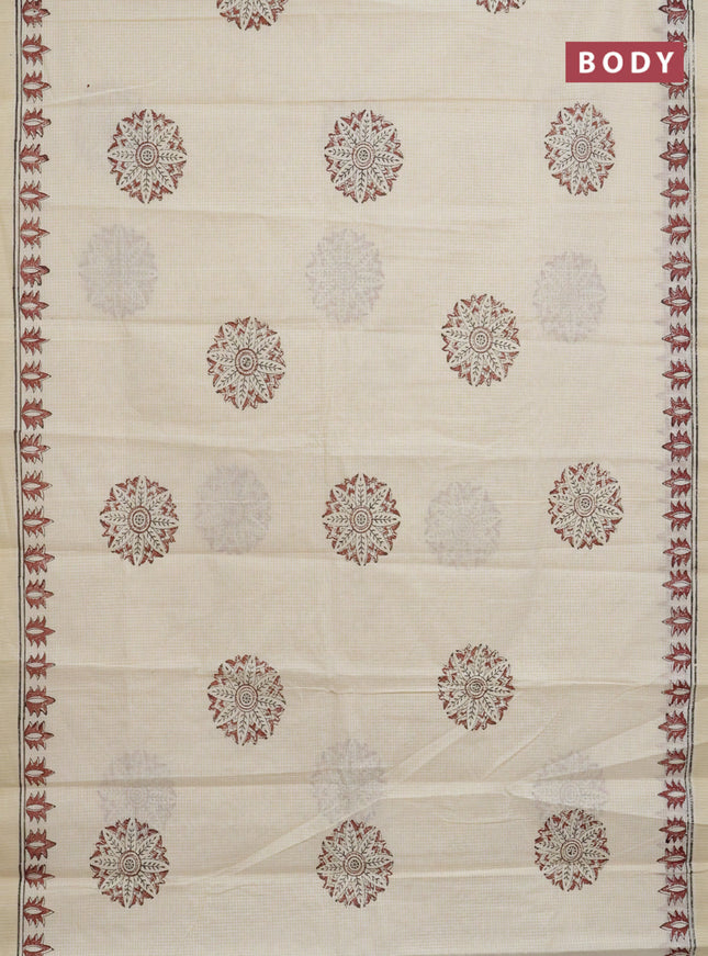 Chirala cotton saree cream and maroon with butta prints and printed border
