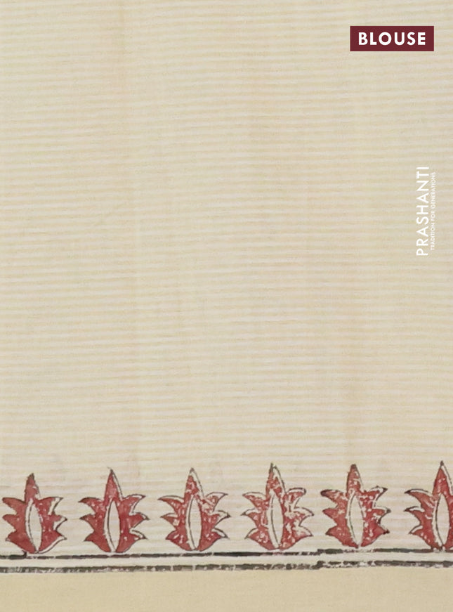 Chirala cotton saree cream and maroon with butta prints and printed border