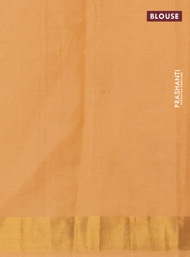 Chirala cotton saree pale orange with butta prints and paisley printed zari border