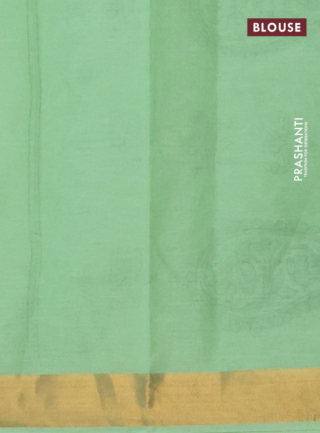 Chirala cotton saree light green with butta prints and paisley printed zari border