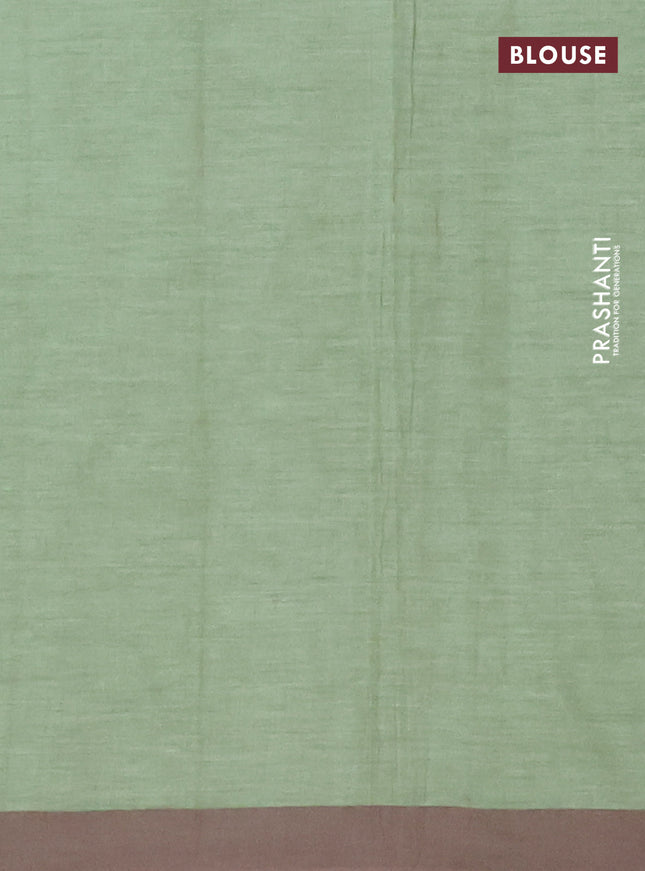 Chirala cotton saree pastel green and grey shade with butta prints and printed border