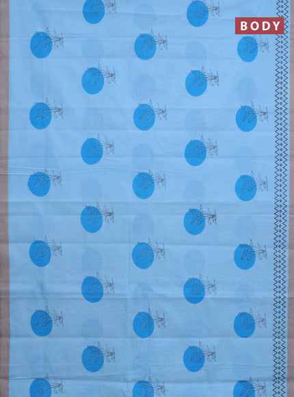 Chirala cotton saree blue and grey shade with butta prints and printed border