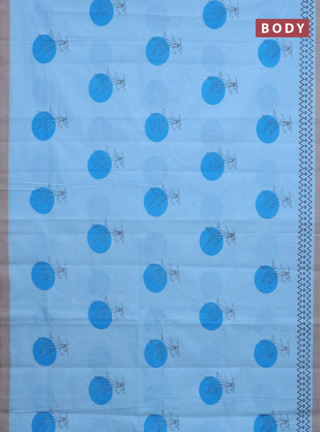 Chirala cotton saree blue and grey shade with butta prints and printed border