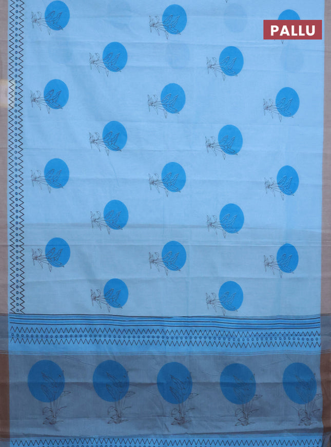 Chirala cotton saree blue and grey shade with butta prints and printed border