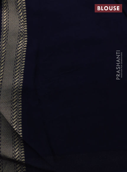 Banarasi georgette saree navy blue with allover geometric zari weaves and zari woven border