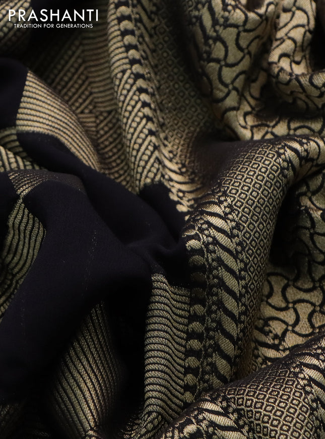 Banarasi georgette saree black with allover geometric zari weaves and zari woven border