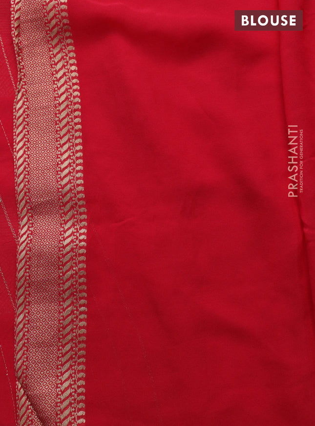 Banarasi georgette saree pink with allover geometric zari weaves and zari woven border