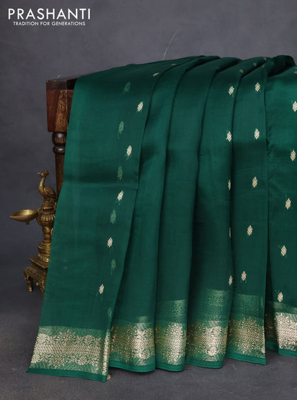 Banarasi organza silk saree green with thread & zari woven buttas and thread & zari woven border