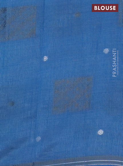 Semi raw silk saree cs blue with thread & zari woven buttas and woven border