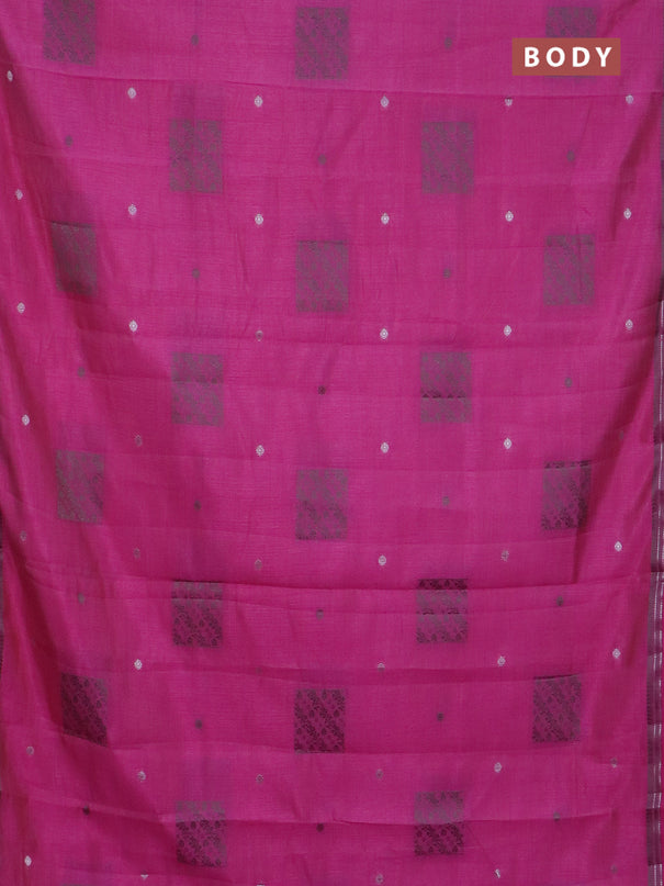 Semi raw silk saree pink with thread & zari woven buttas and woven border
